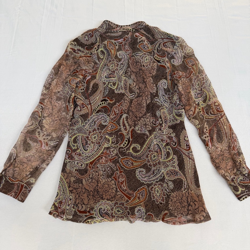 Whimsi Y2K New 100% Silk Paisley Beaded Blouse Size M Boho Festival - Picture 2 of 6